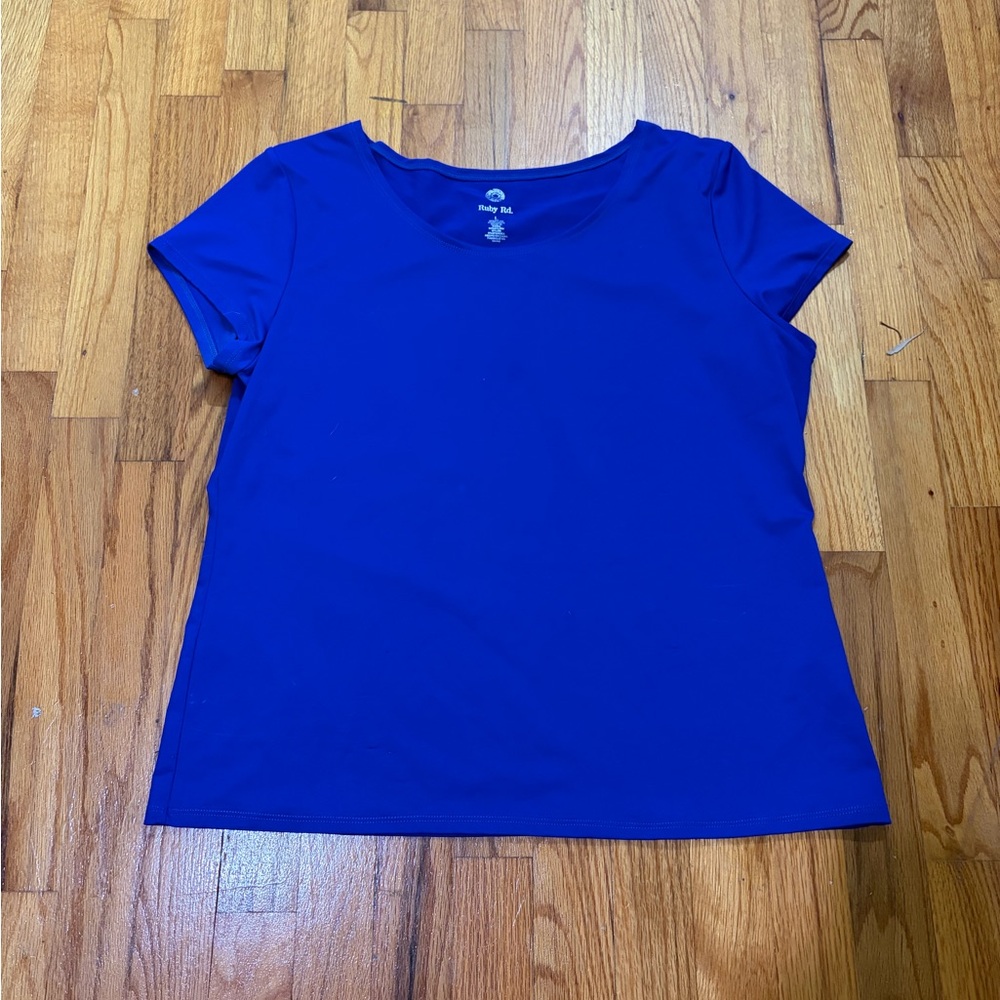 Ruby Rd Classic Blue Women's Short Sleeve Top Size large